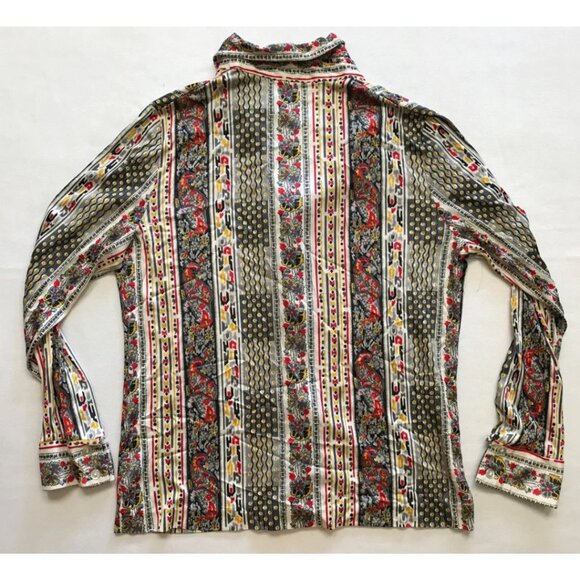 Vintage 70s 80s Silky Polyester Blouse Ladies Size Small Paisley Patterned - Picture 3 of 7